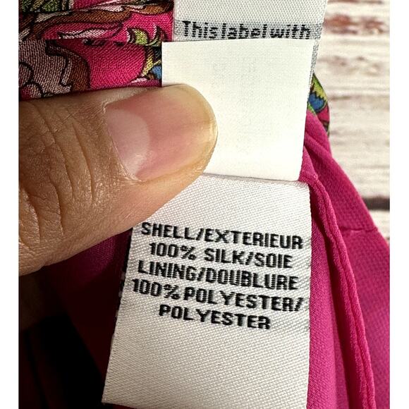 Diane Von Furstenberg Silk Blouson Midi Pink Multicolor DVF Dress Size 4 - Picture 9 of 9